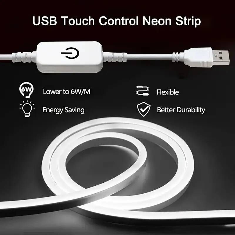 Flexible 5V USB LED Neon Light Strip - Waterproof Silicone Rope Light For Bedroom, TV Backlight, Mirror Lighting, Customizable Ambiance_voghion.com