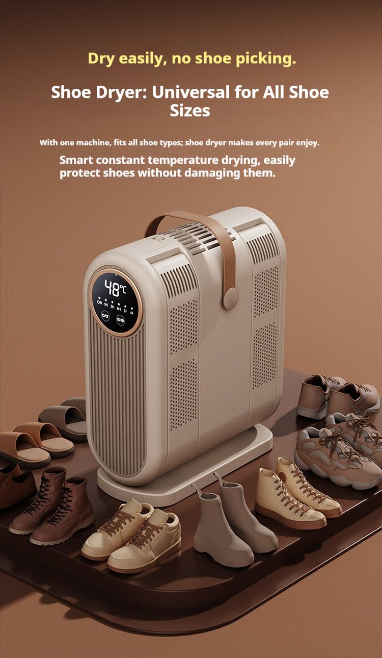 Multi-Prong Shoe Dryer – Fast Drying, Adjustable Timer, Universal Voltage (220V/110V Options) – Cream White/Black Purple_voghion.com