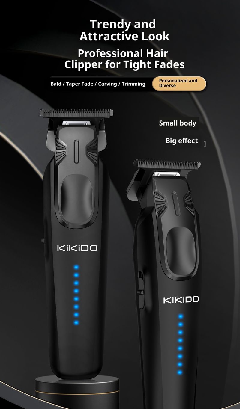 Professioneller Haarschneider – USB-wiederaufladbarer, kabelloser Haartrimmer mit Keramikklinge, LED-Anzeige und 3 Aufsätzen für Herrenhaarschnitte, Bart- und Kopfrasur_voghion.com