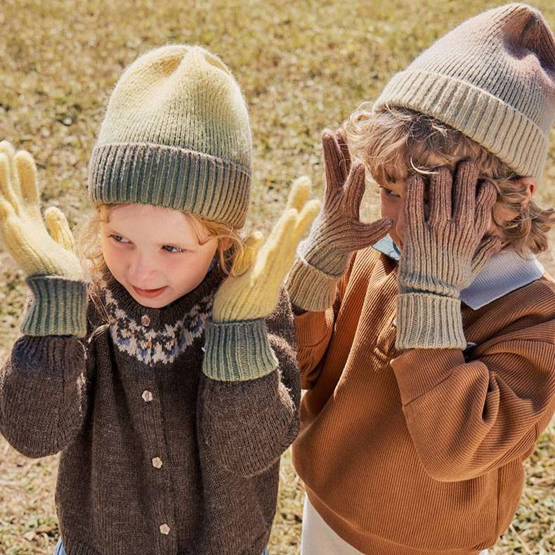 Mother & Kids Gradient Snow Top Gloves For Kids - Warm Winter Gloves For Boys & Girls (2-12 Years), Anti-Static, Breathable Polyester, Unisex_voghion.com