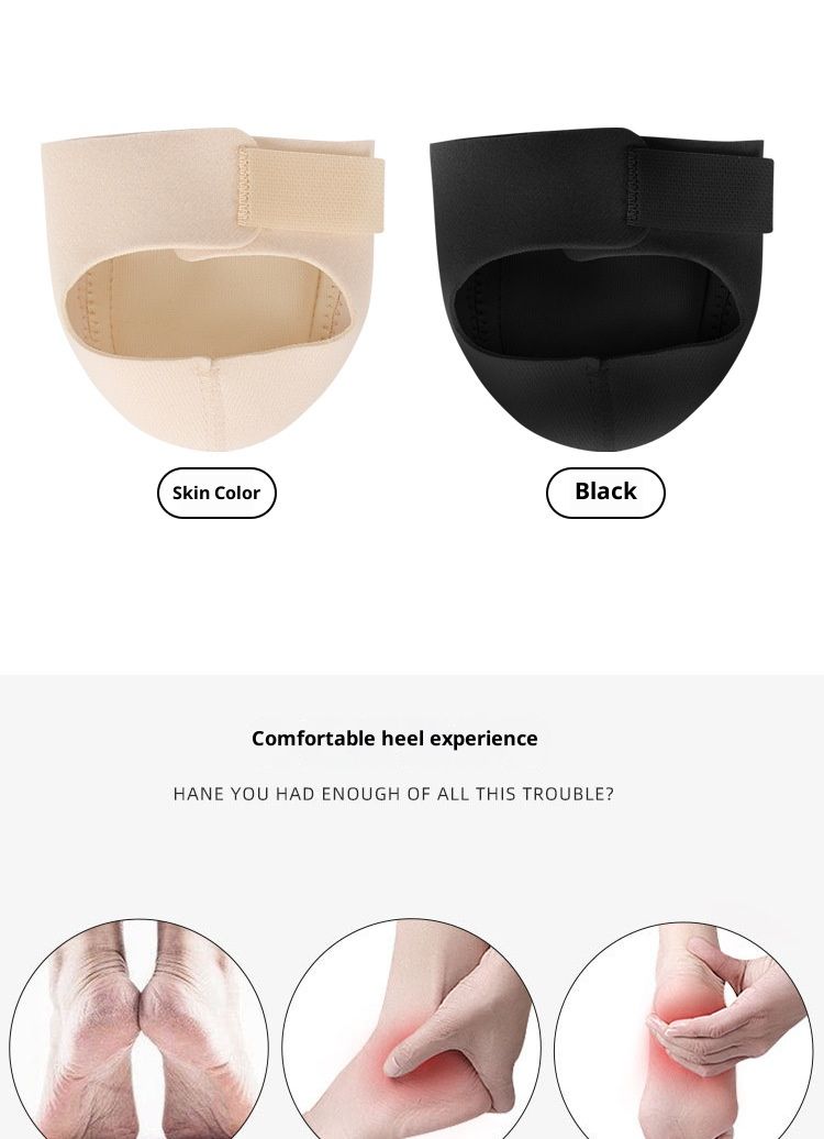 Calzini protettivi per talloni da uomo e da donna - Cuscinetto traspirante e confortevole per i piedi, per tutte le stagioni, design antiscivolo con cinturini regolabili (nero, beige)_voghion.com