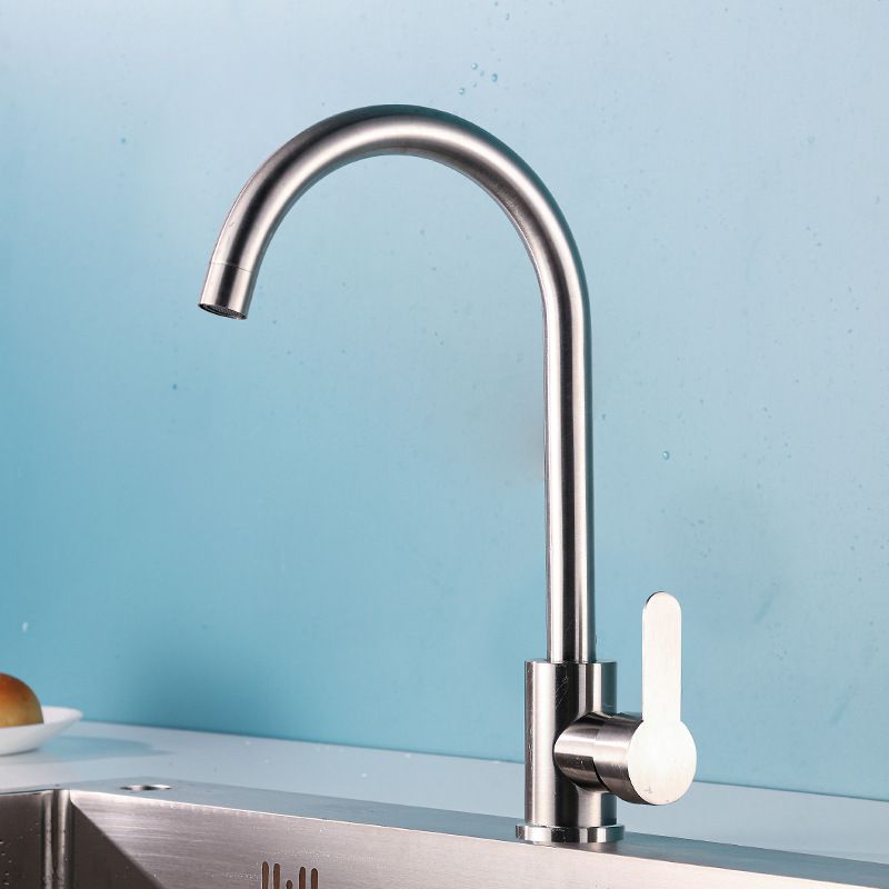 Lavello da cucina in acciaio inox con cuscinetti a sfera, acqua calda e fredda, design girevole, antispruzzo, rubinetto singolo per acqua fredda per balcone._voghion.com