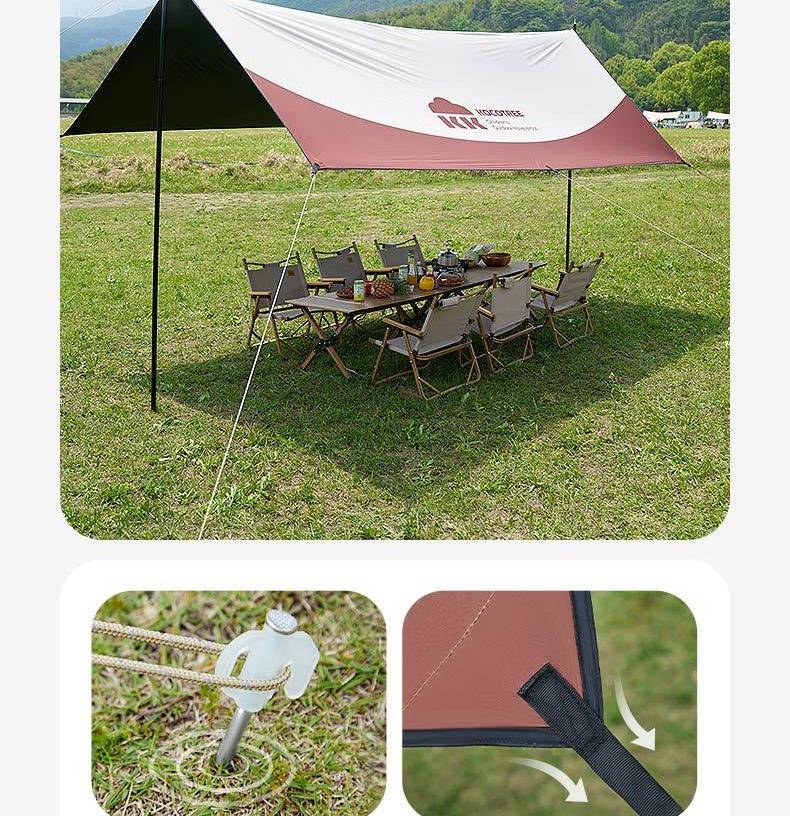 KK Tree Heavy-Duty Camping Canopy Tent – 4x3m Windproof & Waterproof Sun Shelter, UV50+ Black Vinyl Coated Awning For Outdoor Adventures_voghion.com
