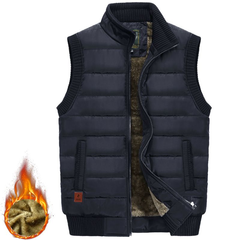 Chaleco táctico militar para hombre: chaleco de cuello alto con forro polar grueso para exteriores e informales (negro/verde militar/caqui/azul marino)_voghion.com