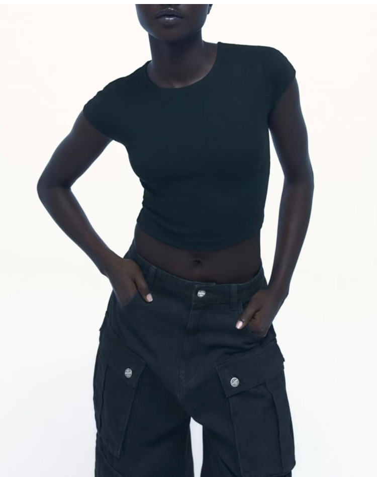 T-shirt corta basic da donna, girocollo, ultra-fashion, aderente, a maniche corte, a maniche corte_voghion.com
