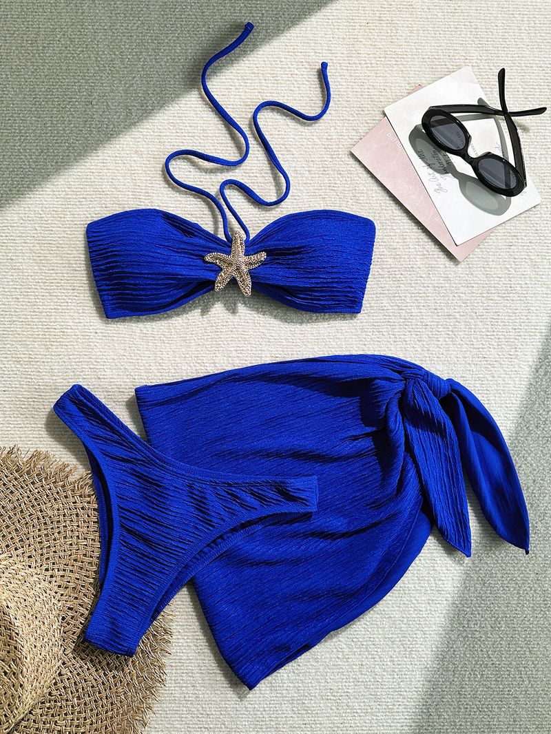 Women's Clothing Sexy Tube Top Three Piece Bikini Swimsuit Female Suit_voghion.com