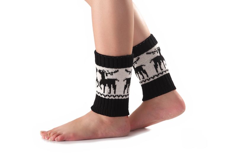 Women's Autumn And Winter New Christmas Deer Short Colored Warm Socks, Knitted Wool Boots, Leggings, 10 Colors_voghion.com