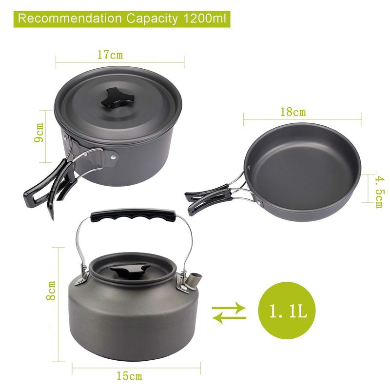 Outdoor Products Outdoor Cookware 2-3 People Camping Pot Set Folding Set Pot Teapot Combination_voghion.com