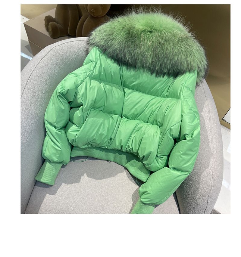 Damenbekleidung Wintermantel Damenmode kurze Daunenjacke Damen High-End-Damen 90 weiße Entendaunen Fuchspelzkragen_voghion.com