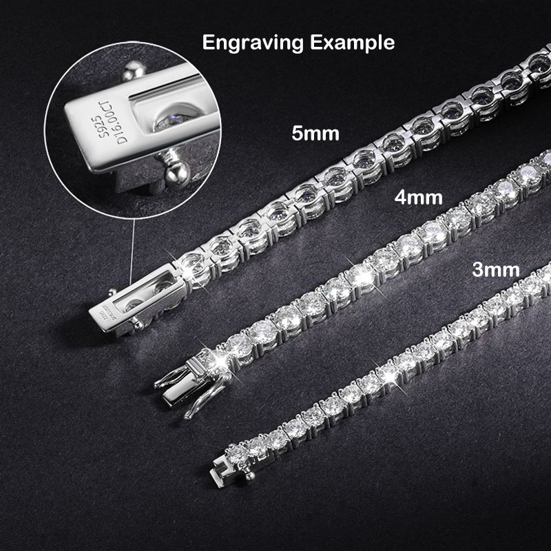 Echtes 2,5/3/4/5/6,5 MM Voll-Moissanit-Tennisarmband für Damen und Herren, S925 versilbert, 18 K Gelbgold, Diamantarmbänder_voghion.com