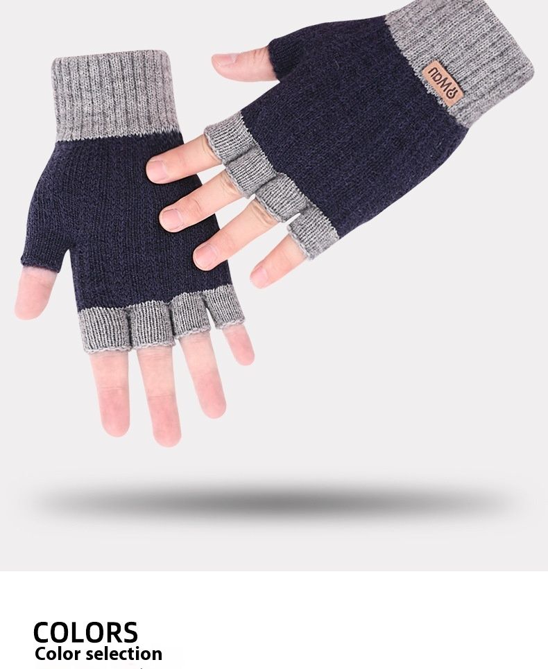 Rękawiczki półpalczaste z wełny wielbłądziej dla mężczyzn, zimowe, dzianinowe, ciepłe i odsłonięte palce, do pisania i pracy w biurze_voghion.com