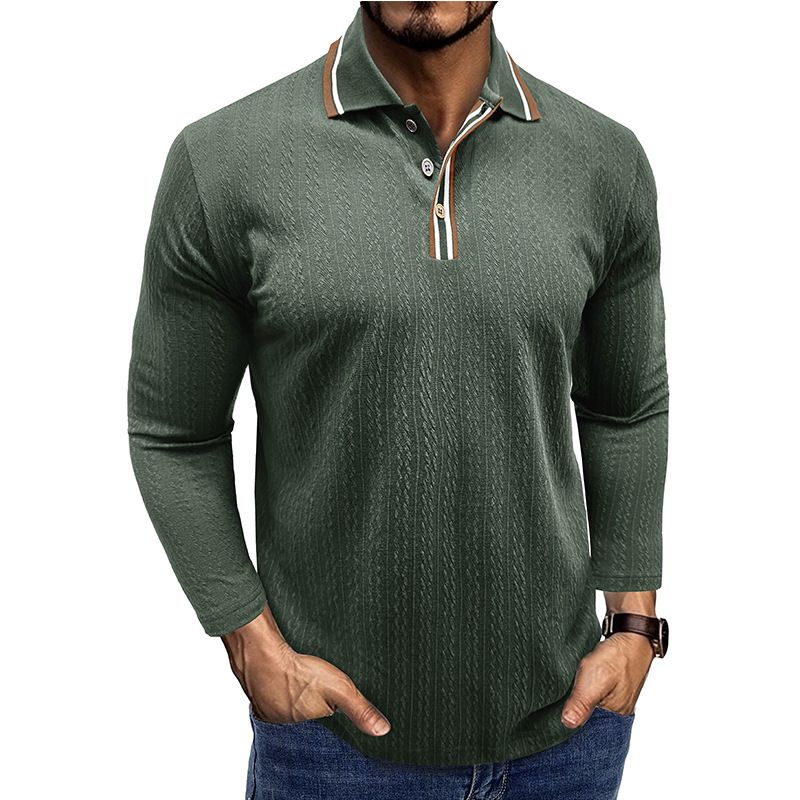 Polo da uomo a maniche lunghe in lana per l'autunno e l'inverno_voghion.com