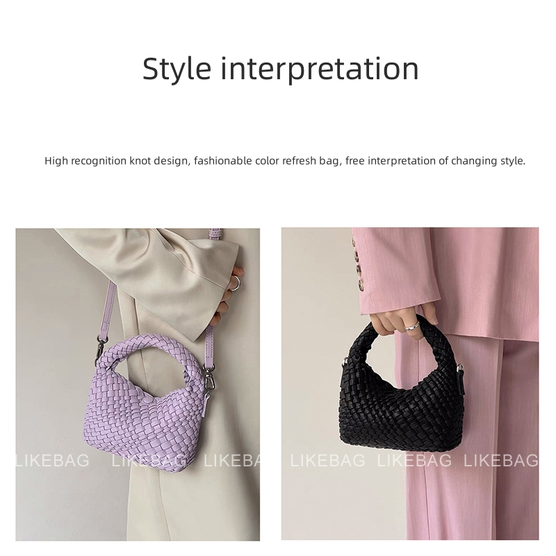 Umhängetasche Neue Tasche Hochwertige Version Handgefertigte Einfarbig Gewebte Lunchbox Handtasche Senior Sense Umhängetasche Für Frauen_voghion.com