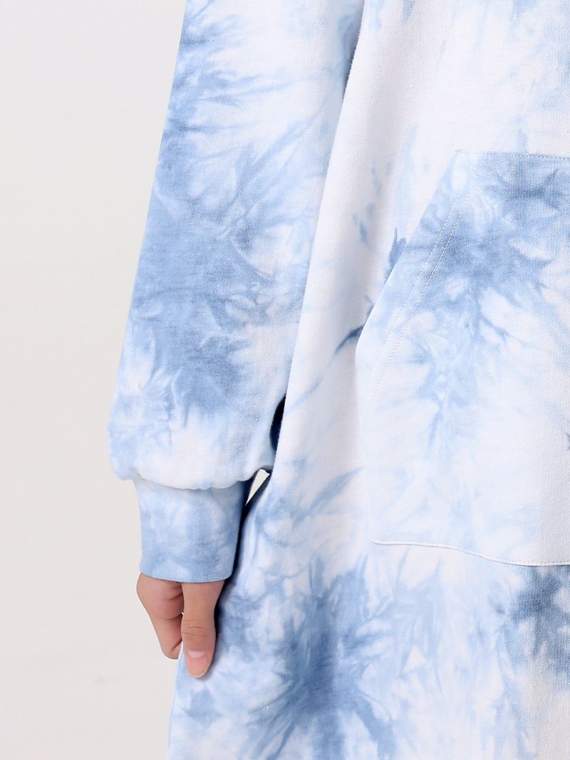 Abaya für Mädchen aus dem Nahen Osten, Batikmuster, mit Kapuze, Taschenpullover, Kleid, lockere Robe_voghion.com