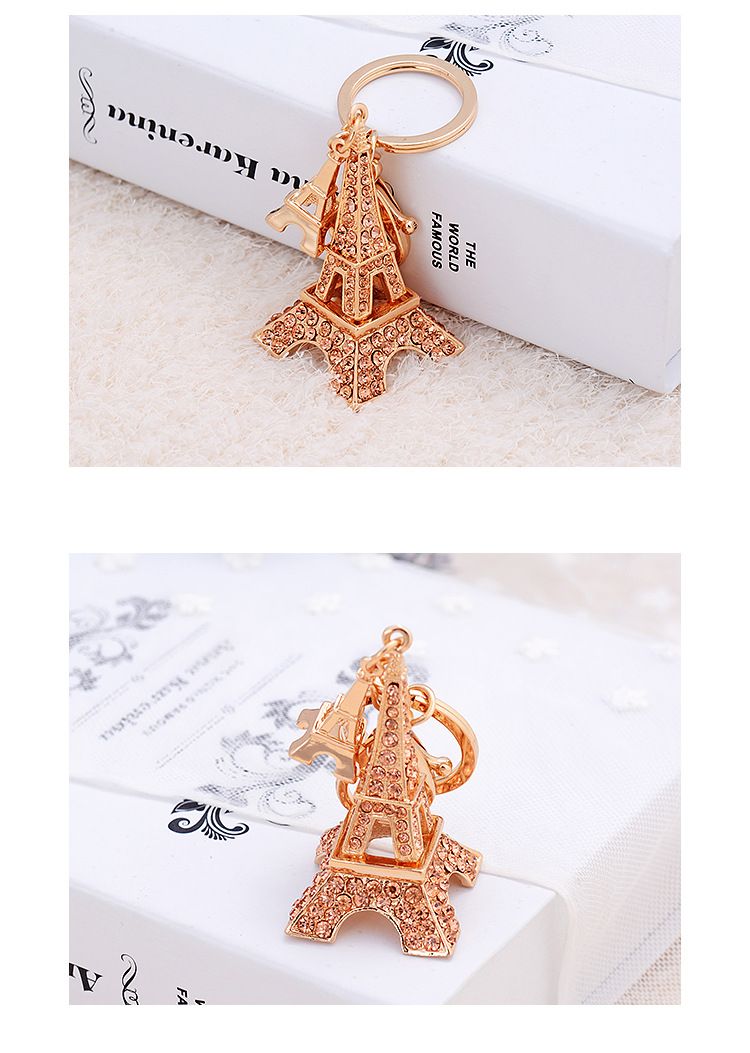 Korean Version Paris Eiffel Tower Diamond-Encrusted Alloy Keychain For Women, Decorative Bag Pendant, Exquisite Car_voghion.com