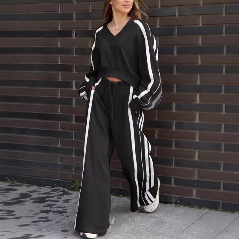Ensemble deux pièces décontracté à manches longues et pantalon pour femme, nouvelle collection printemps-automne 2025_voghion.com