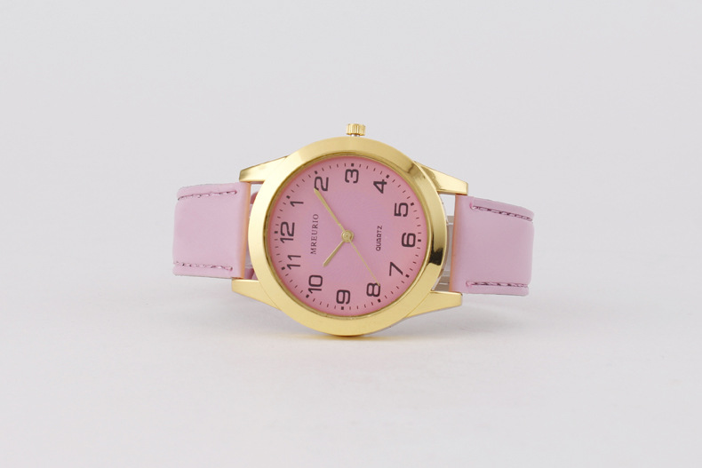 Digital color women's fashionable leather strap, quartz watch, large dial_voghion.com