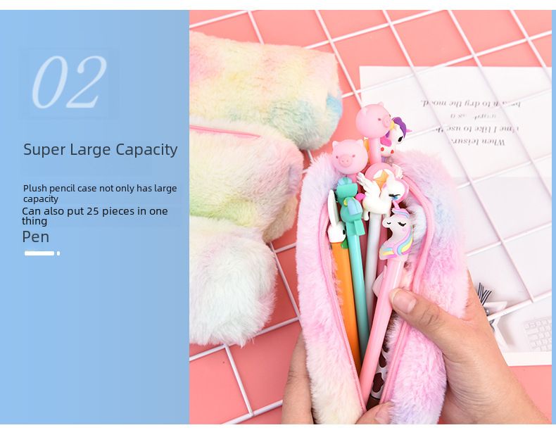 Scatola portapenne creativa in stile coreano con sfumatura, carina, in peluche, ottagono, astuccio per matite, a forma di cuore per ragazze, semplice borsa portaoggetti per studenti_voghion.com