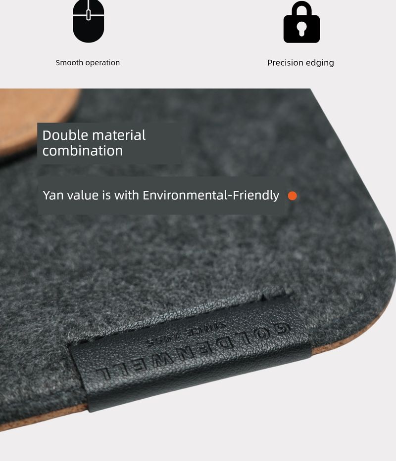 Gwang Felt Cork Black Gray Extra Large Mouse Pad_voghion.com