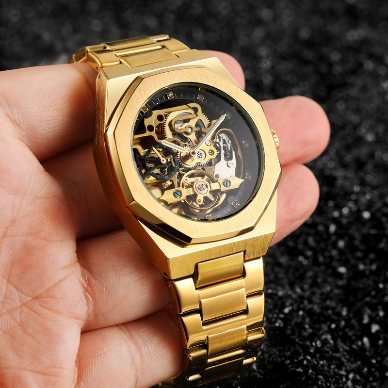 Men's Automatic Mechanical Watch With Luminous Hands, Three Subdials, And Day Display - Stainless Steel Band Six Pin Week Steel Belt Mechanical Watch_voghion.com