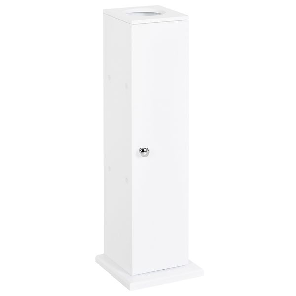 HOMCOM Toilet Paper Storage Cabinet 26' Narrow Bathroom Organizer Floor Standing White_voghion.com