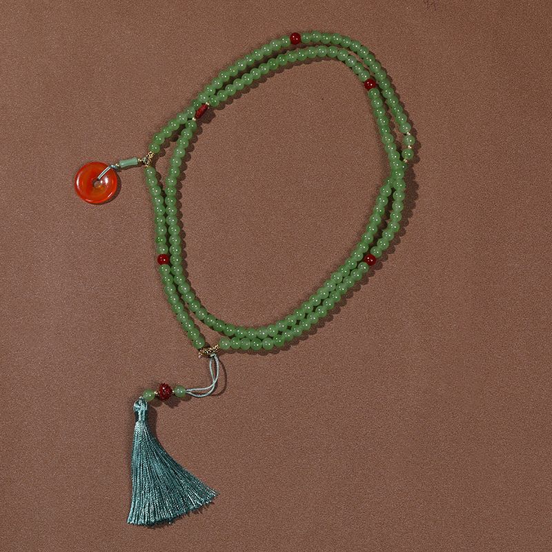 Collier long en perles de cinabre, plusieurs styles de port, nouvelle tendance nationale chinoise 2024, chaîne de pull à bandoulière_voghion.com