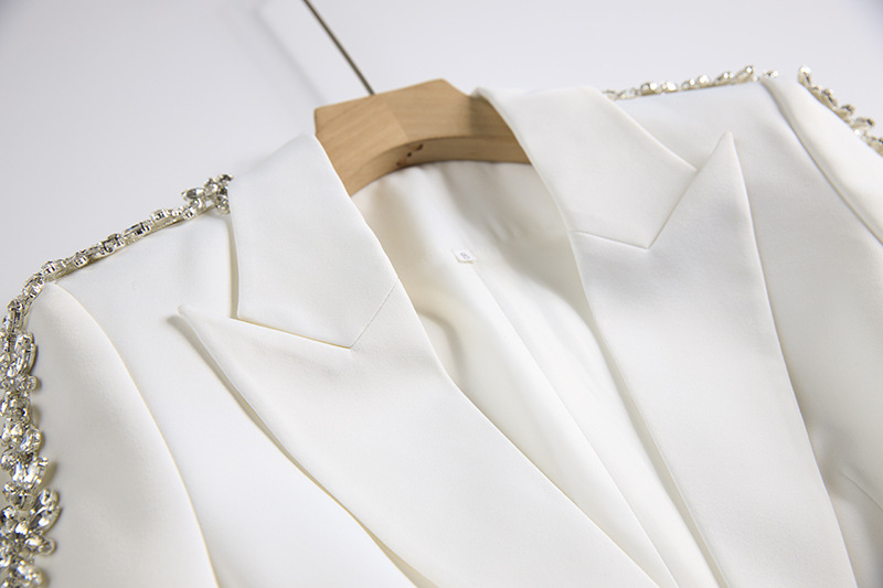 Giacca da abito di media lunghezza, resistente e di alta qualità, da donna, pantaloni a gamba larga, pantaloni alla moda, strass, abito INS caldo in due pezzi_voghion.com