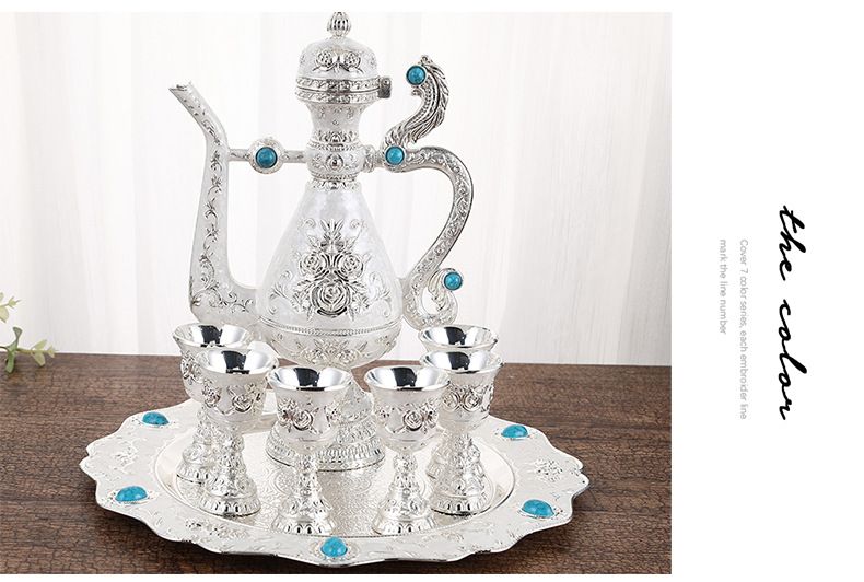 Kućni namještaj novi dragulj set za vino ukrasi za vinski ormar set za dom visoki tanjur set za vino luksuzni metalni set za vino_voghion.com