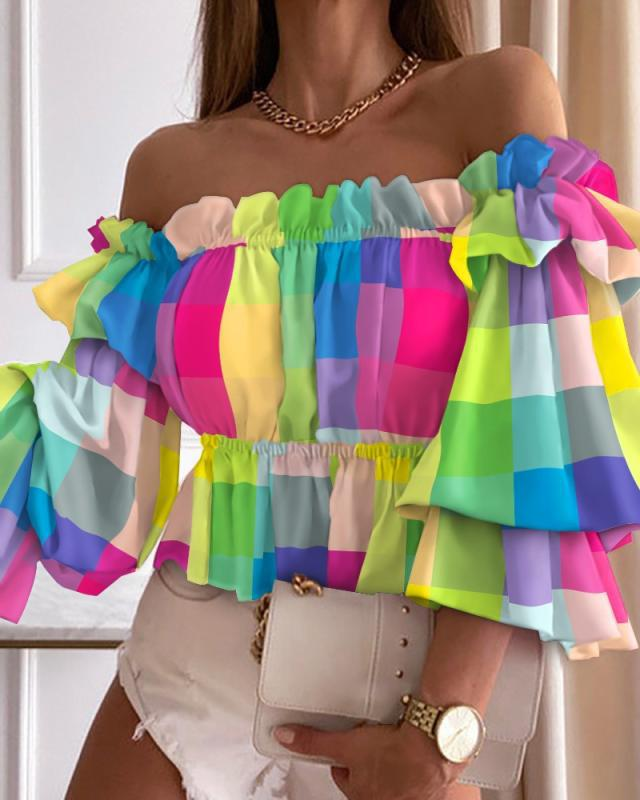 Tek Çizgi Boyun Seksi Moda Uzun Kollu Bel Gömlek_voghion.com