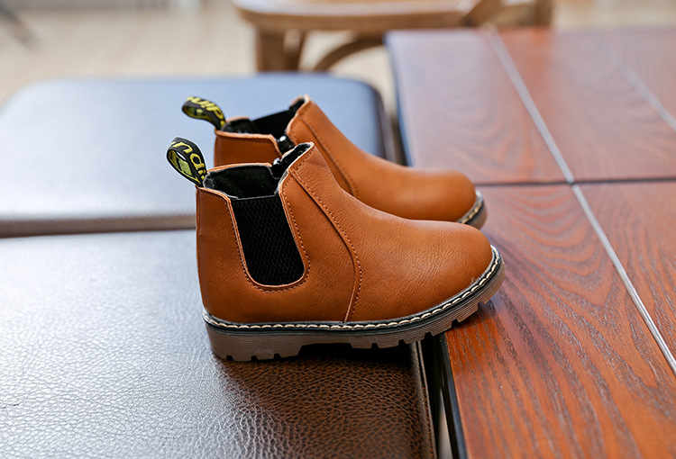 Chaussures en cuir pour garçons et filles, bottes courtes simples, Martin, Style britannique, nouvelle collection printemps et automne 2023_voghion.com