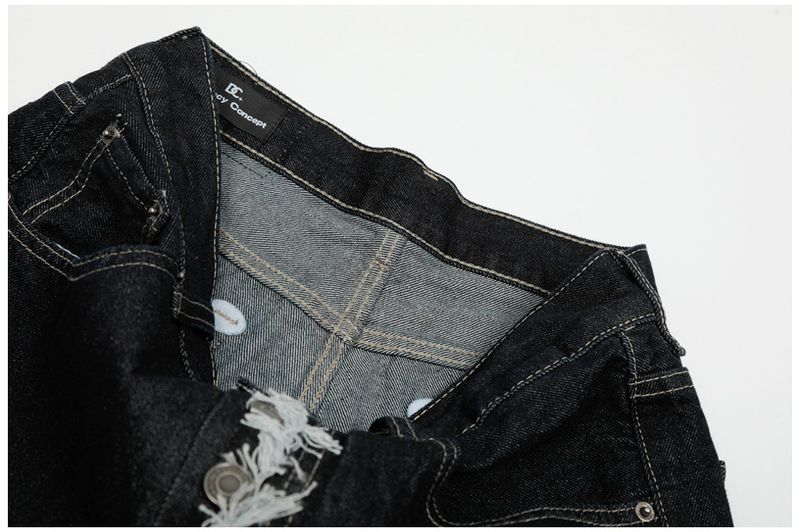 Italienisch inspirierte Destroyed-A-Linien-Jeans – Hochfeste, locker sitzende Cowboy-Scimitar-Hose für Herren_voghion.com