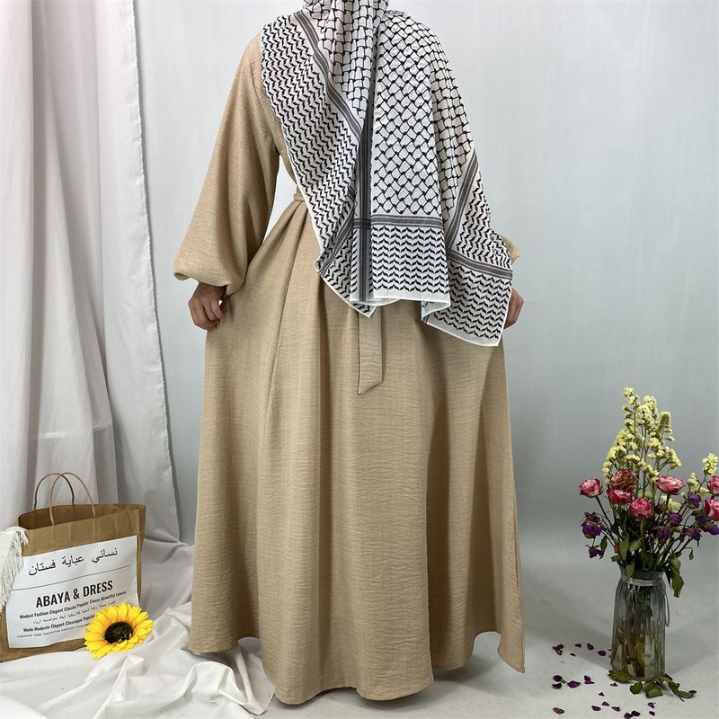 Elegantes muslimisches Abaya-Kleid – schlichtes, lockeres, langes Kleid (atmungsaktives Gewebe – perfekt für den Dubai-/Türkei-Stil)_voghion.com
