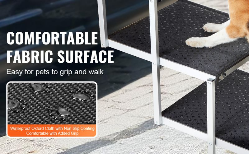 VEVOR Dog Stair for Cars 4-step Folding Dog Steps Aluminum Loads up to 250 lbs_voghion.com