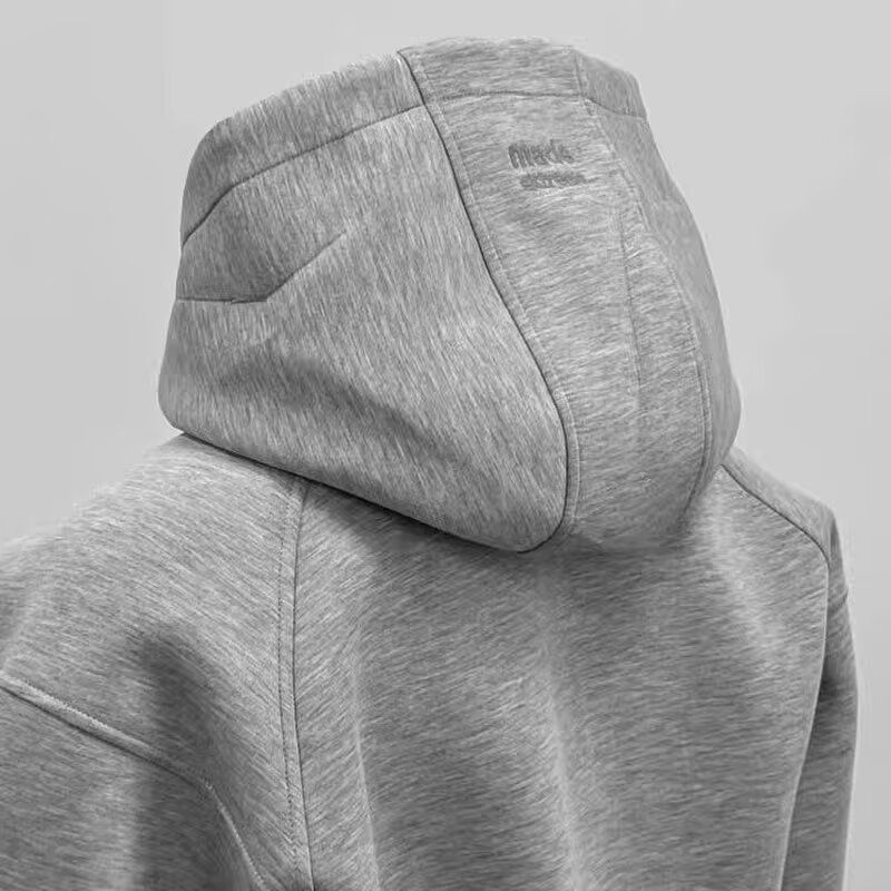 Felpa con cappuccio e cerniera grigia da uomo, primavera e autunno, alla moda, cardigan largo_voghion.com