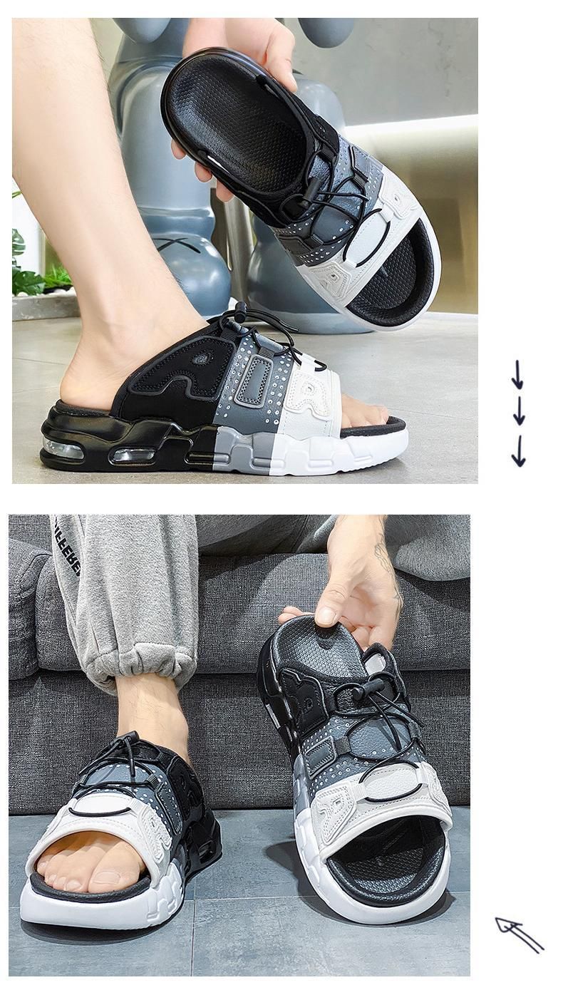 Slippers Men's Summer Trendy Brand Go Out Non-slip And Step On Shit Feeling Men's Sports Air Cushion Thick Bottom Increases_voghion.com
