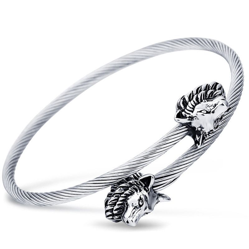 Braccialetti Viking Wolf, set da tre pezzi, in acciaio inossidabile, con corda intrecciata e numeri romani_voghion.com