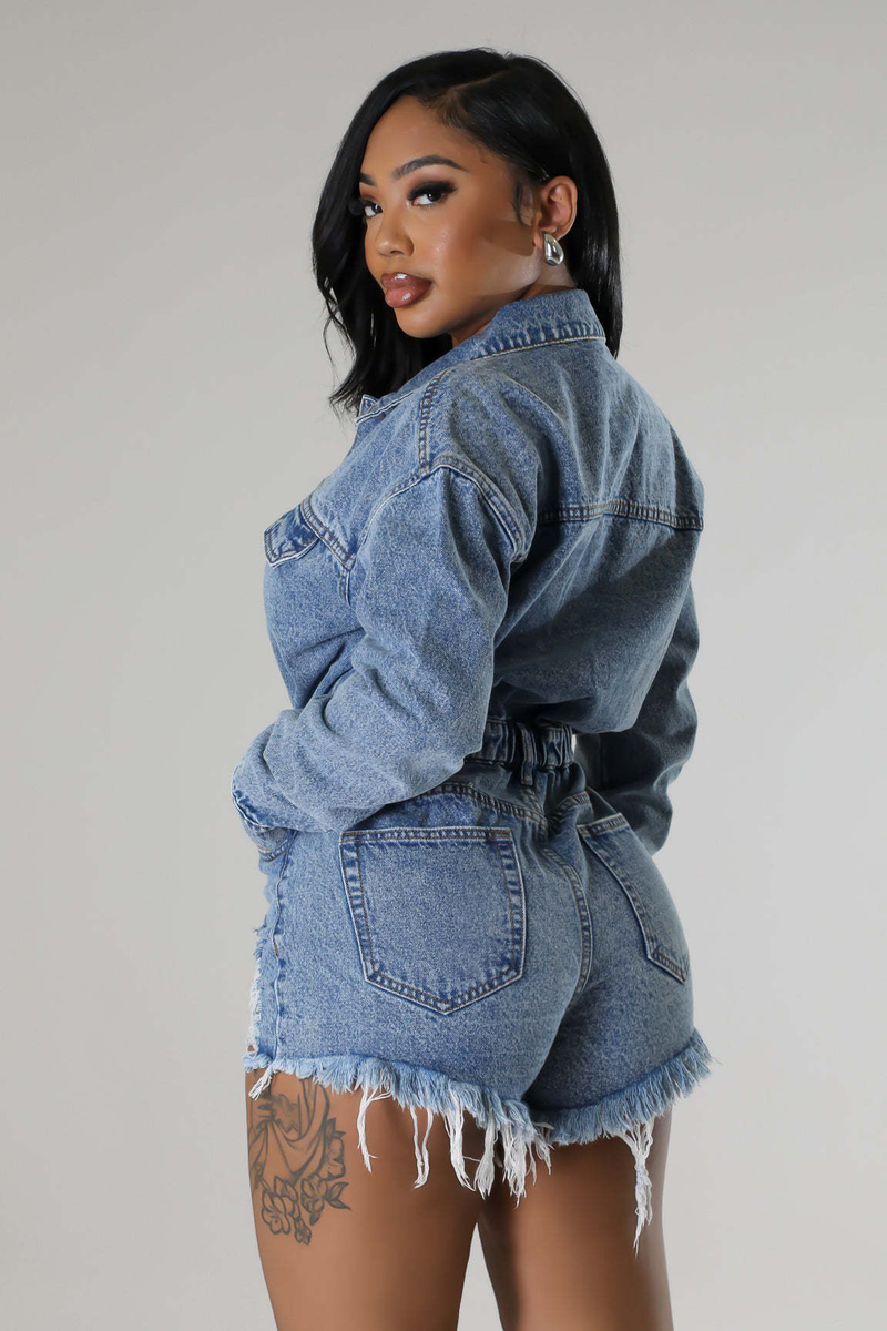 Abbigliamento da donna tuta con tuta in denim lavato sciolto con nappe con foro elastico alto_voghion.com