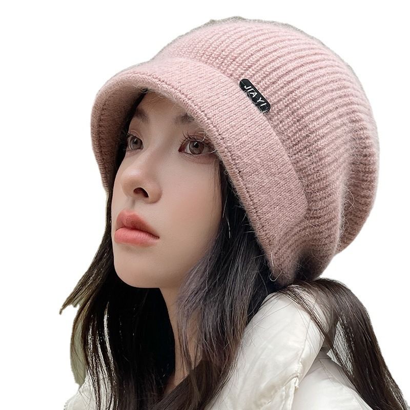 Damen-Kaninchenfellmütze, Herbstmode, hochwertige Strickmütze, Winterwärme, Ohrenschutz, trendige Plüschmütze_voghion.com