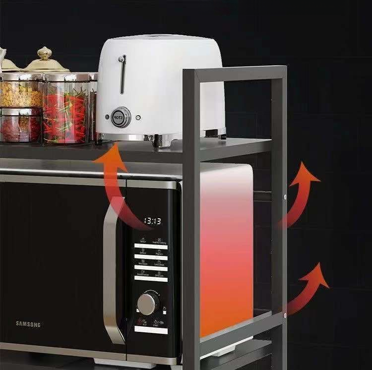 Kitchen Thickened Extendable Microwave Rice Cooker Oven Household Double-layer Carbon Steel Storage Rack_voghion.com