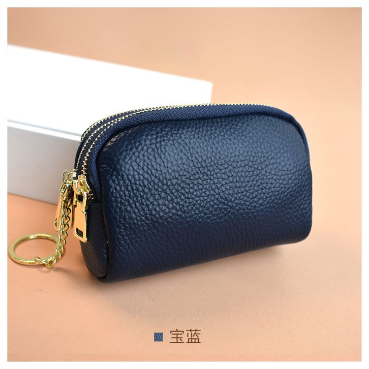 Portafoglio piccolo con cerniera a tre strati, alla moda, per donna, nuovo, in pelle, compatto, portamonete, portachiavi_voghion.com