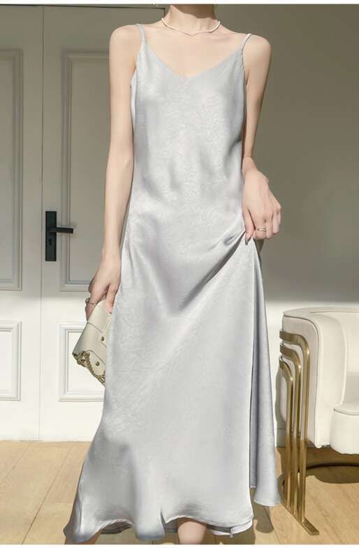 French Dress 25 Years Mulberry Silk Summer Women's High-End Temperament Suspender Base Acetate Satin Long Skirt_voghion.com