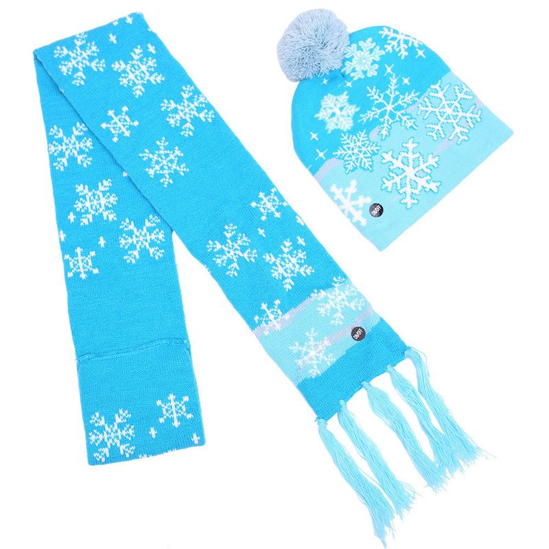Julmössa/halsduk/utomhusdräkt/julmössa/barn/färgglad halsduk med pälsboll/hatt/LED-färgat ljus_voghion.com