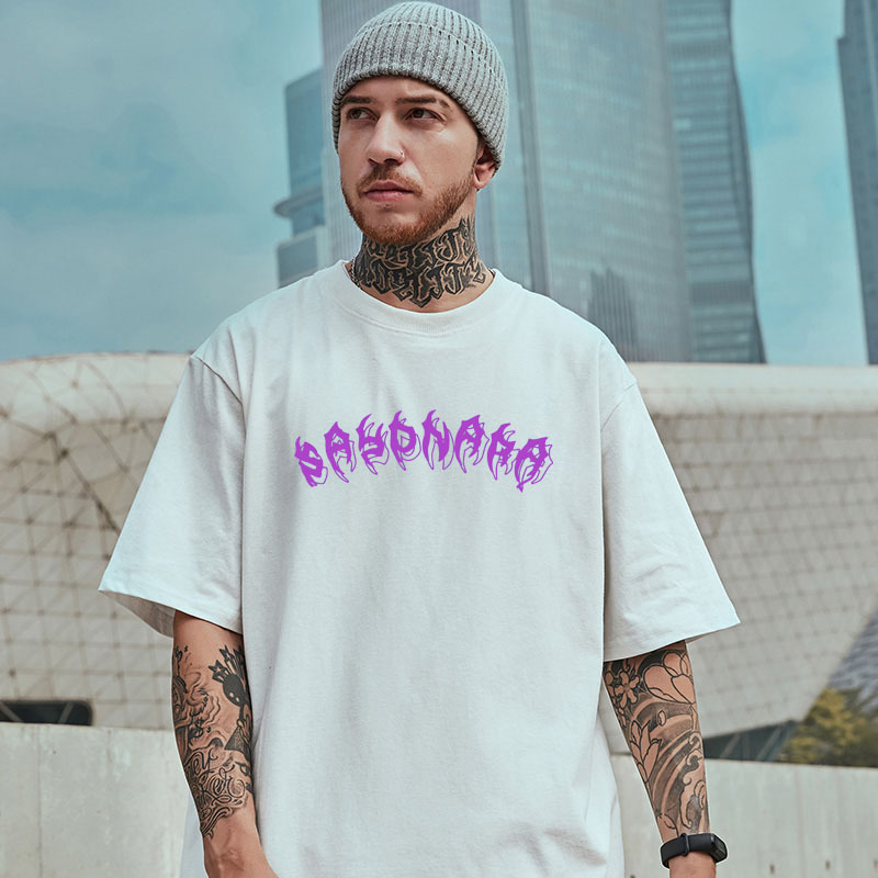 Unisex overdimensjonert t-skjorte - Hiphop-skjorte med droppskulder | Bomullstopp med femkvart ermer_voghion.com