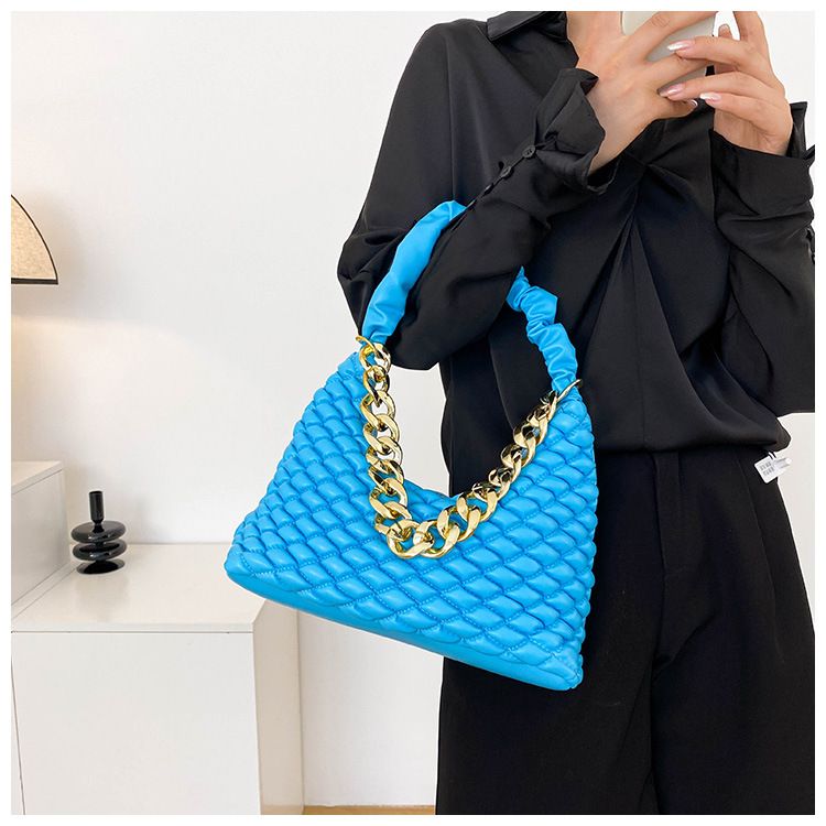 2024 New Fashionable And Minimalist Folded Handheld Underarm Chain Decoration Diamond Grid Elastic Embroidered Thread_voghion.com