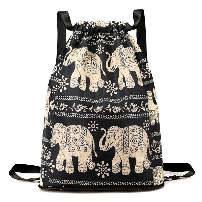 Women's Print, Lightweight Drawstring, Foldable Storage Sports Gym Bag, Drawstring Pocket,_voghion.com