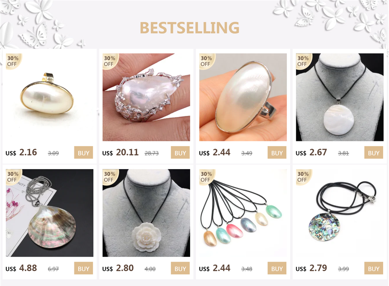 2025 New Arrivals Retro style women's simple round natural shell stone fashionable index finger fingertip rings, girls' jewelry_voghion.com