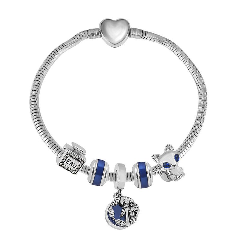 Nouveau bracelet Panjia Dora en acier titane pour femmes, à faire soi-même, avec perles libres et fermoir en forme de cœur, inspiré de la série Ocean Cartoon, vente en gros_voghion.com