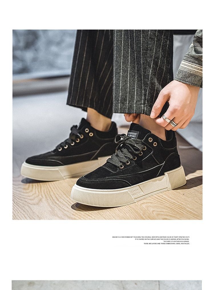 High board shoes for men, 2024 autumn new British style sports shoes, men's mid top Martin boots_voghion.com