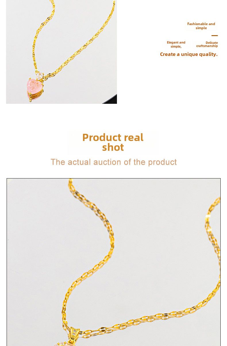 IJspatroon Steen Poeder Diamant Koper Geplateerd Echt Goud Titanium Staal Ketting Sleutelbeen Ketting Dames All-match ins Stijl Licht Luxe Sieraden Non-f_voghion.com