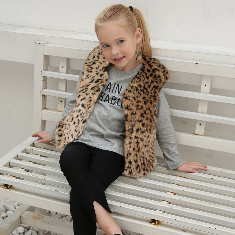 kid's clothing Children's leopard print imitation fur vest fashion vest with thick warm fur coat_voghion.com